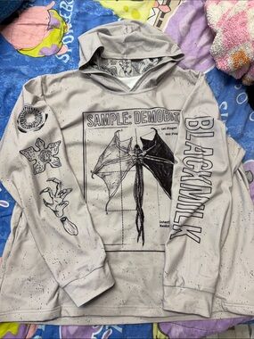 Blackmilk grey Graphic Demonbat Hoodie women xl